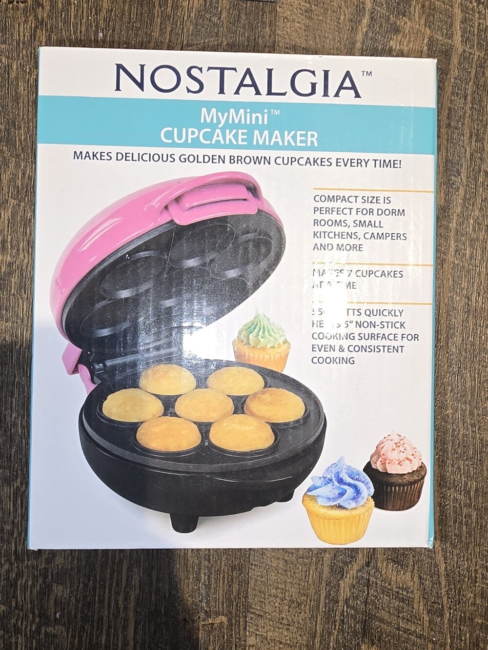Nostalgia Pink Mini Cupcake Maker New